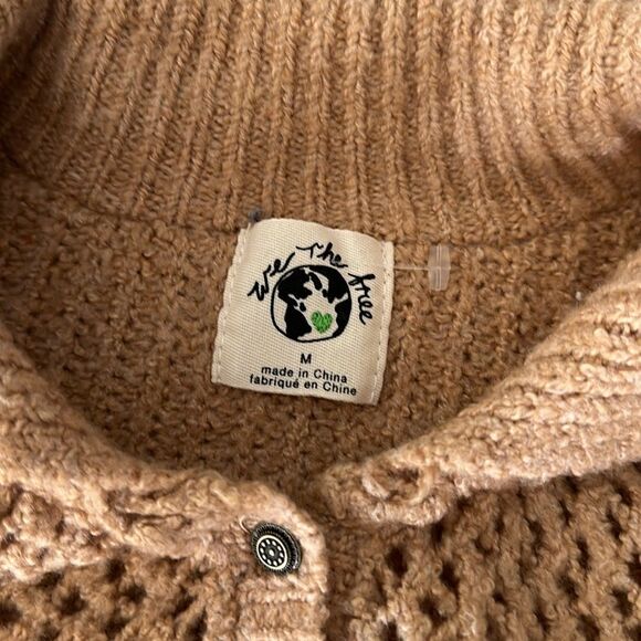 NWT Free People Snowdrift Pullover Camel Heather Ruffled Long Sleeve Collar Chic - Picture 12 of 16